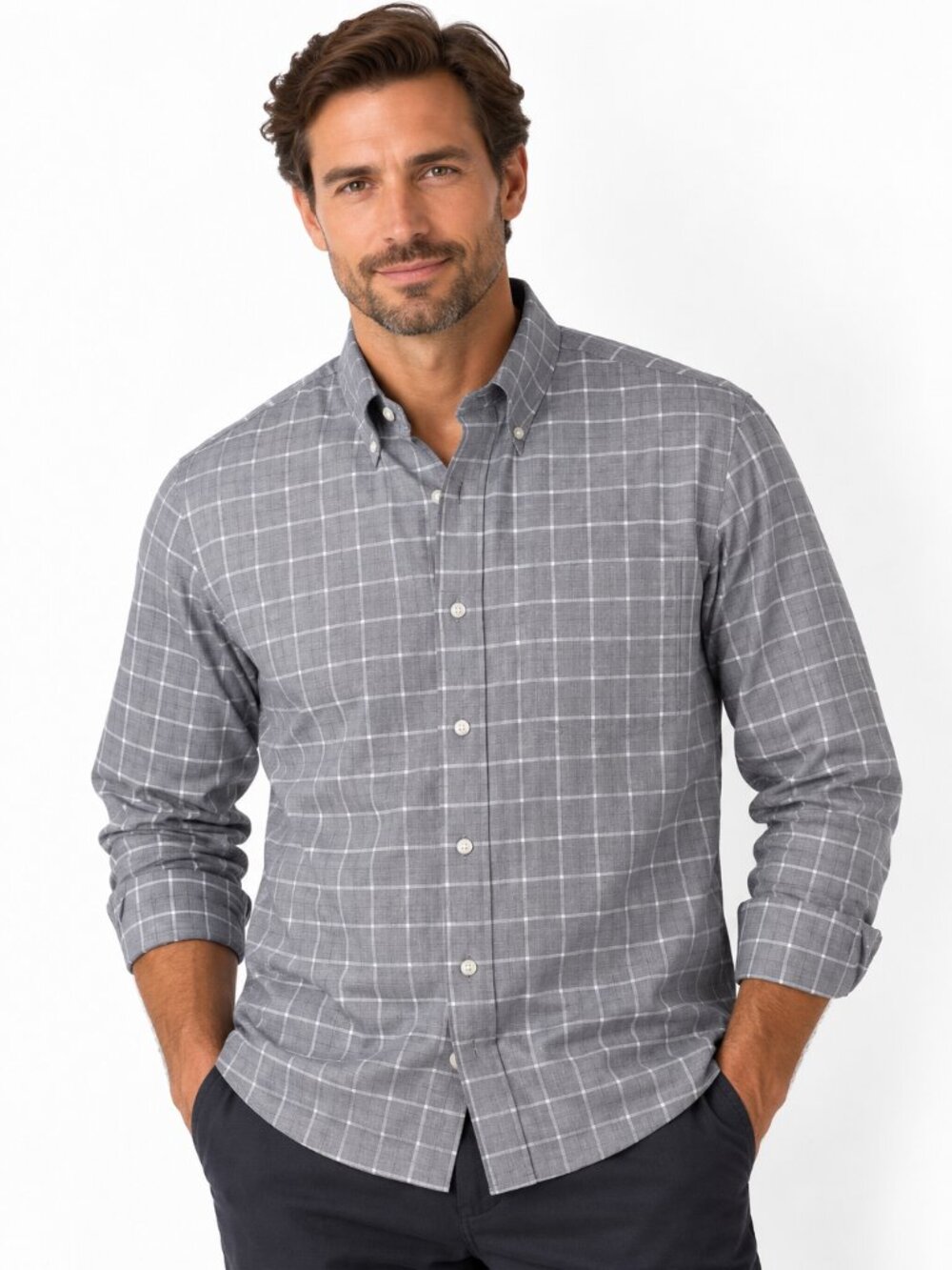 Classic! Jos. A. Bank Signature Collection Gray Windowpane Shirt